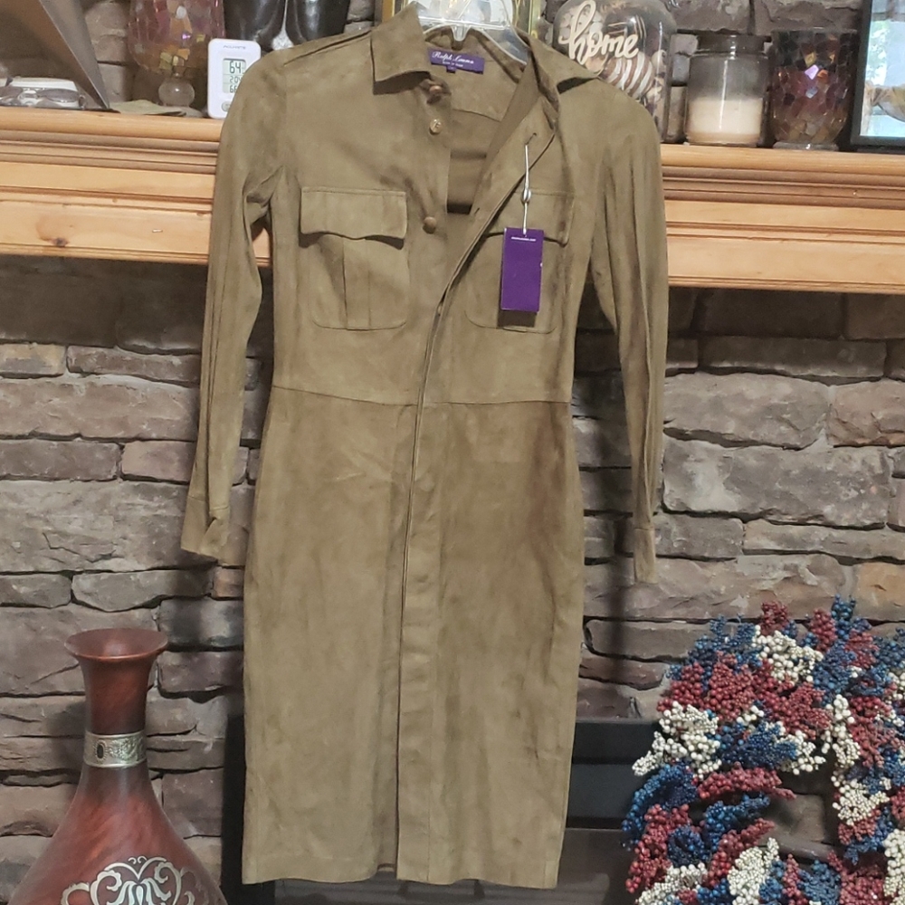 NWT Ralph Lauren PURPLE LABEL Sheep Suede Dress sz 4